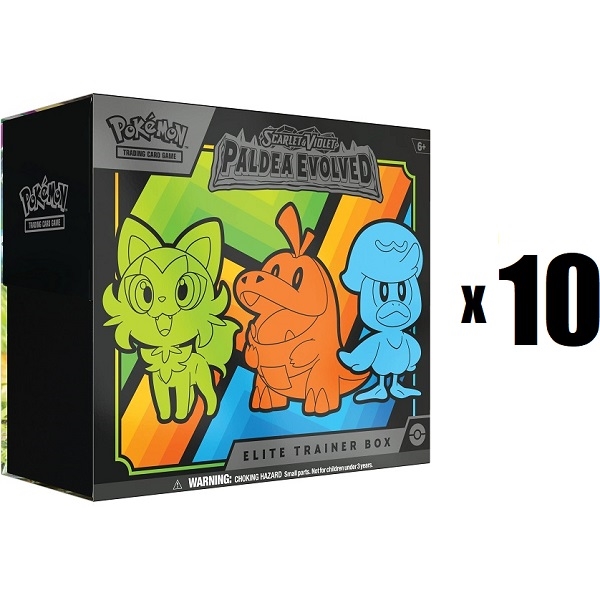10x Pokemon Scarlet & Violet 2 - Paldea Evolved - Elite Trainer box (Pikachu Promo) - Pokemon kort (Case)